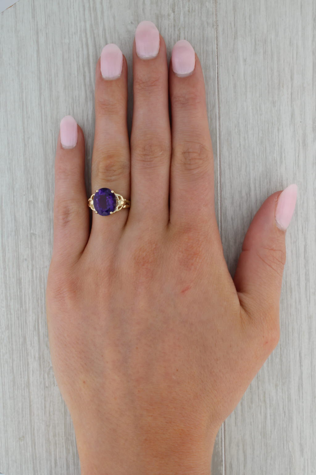 Rosy Brown 4.35ct Oval Amethyst Ring 14k Yellow Gold Size 6 February Birthstone