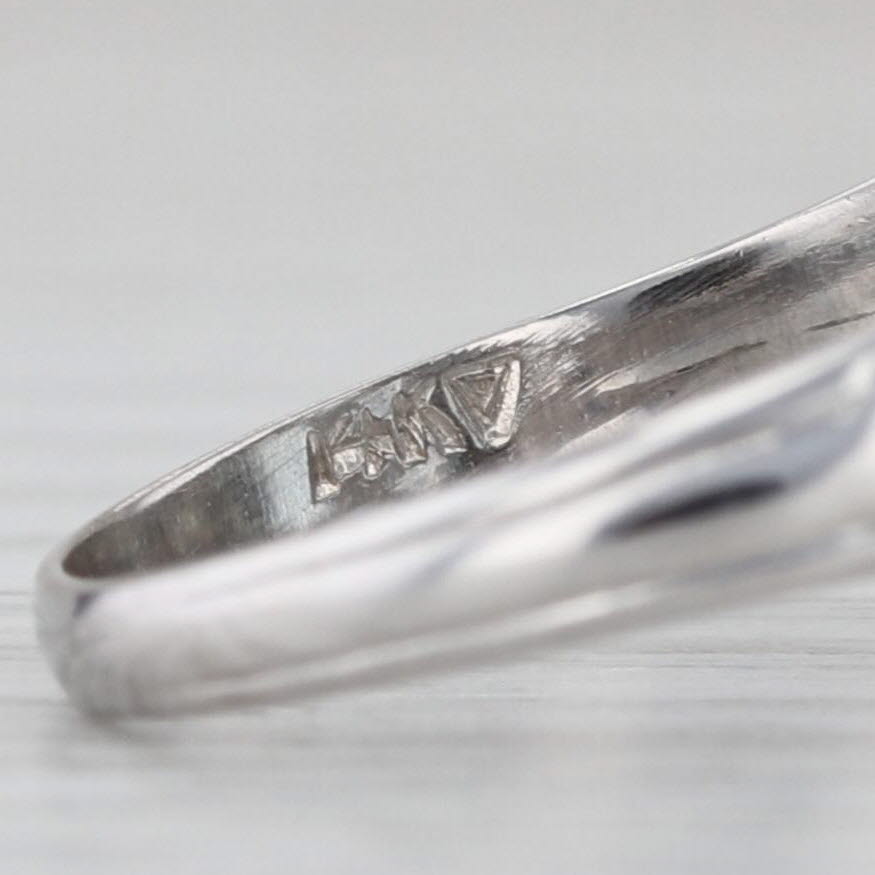 Vintage Aquamarine Diamond Ring 14k White Gold Filigree Size 7.5