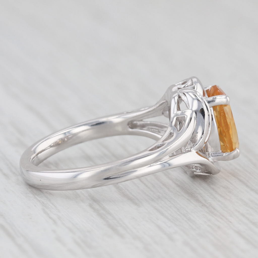 Light Gray 1.70ct Oval Citrine Ring Sterling Silver Size 7 Diamond Accents