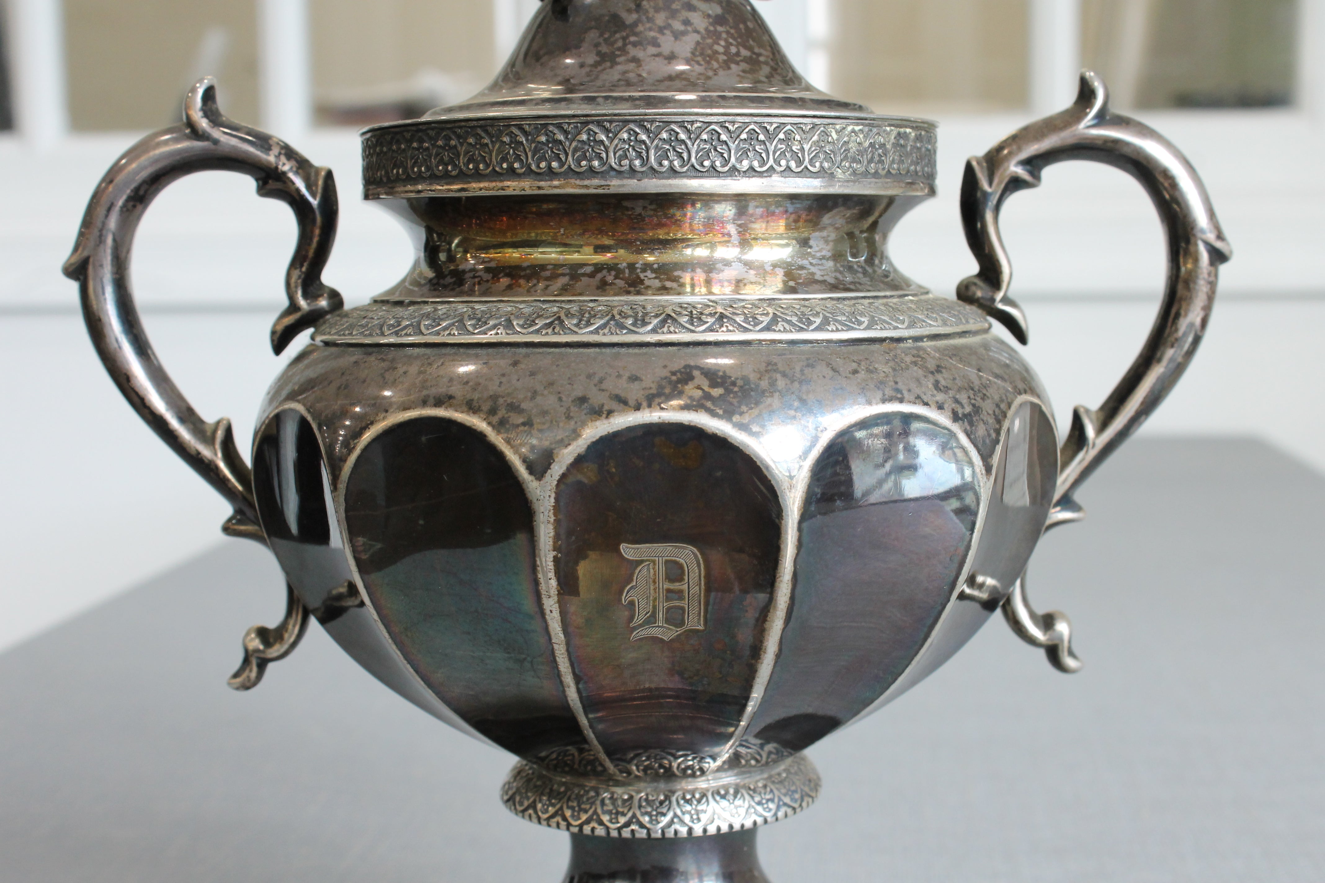 Gray Antique c.1850 Ball Tompkins Black Marquand Large 10" Sterling Silver Sugar Bowl