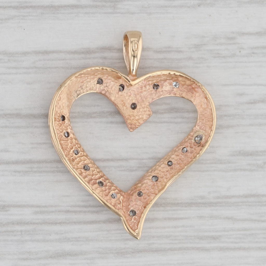 Gray 0.12ctw Diamond Heart Pendant 10k Yellow Gold