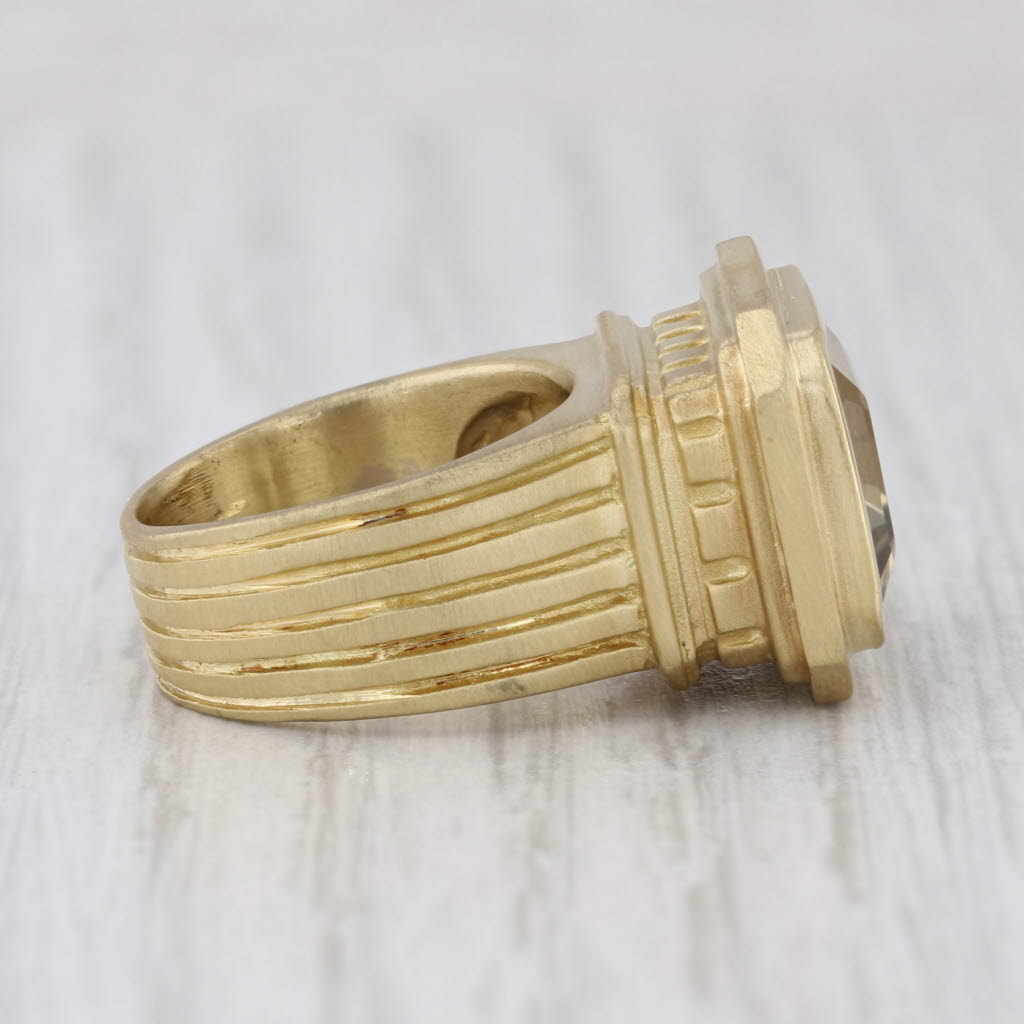 Slane & Slane 7.70ct Citrine Solitaire Ring 18k Yellow Gold Size 5 Cocktail