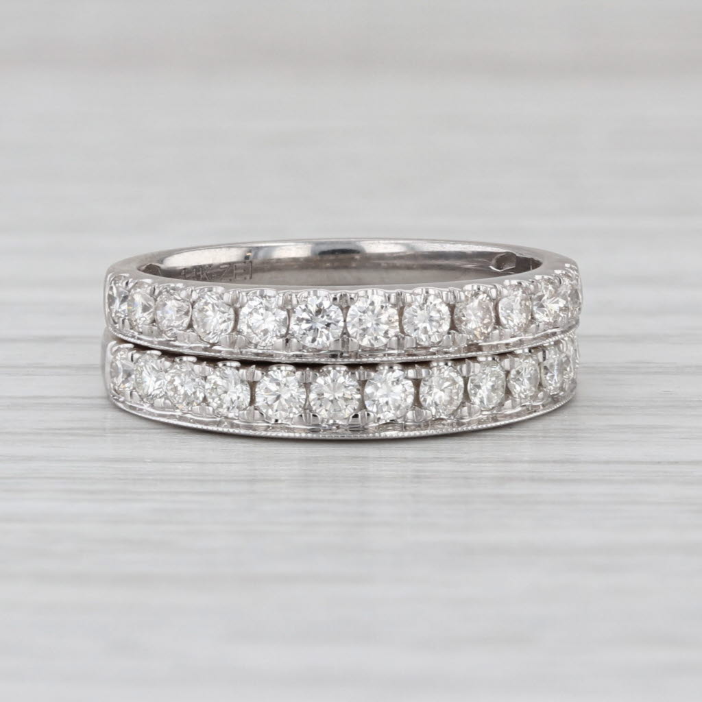 0.87ctw Diamond Wedding Anniversary Stackable Bands 14k White Gold Size 7-7.25
