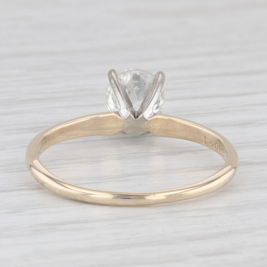 Light Gray 0.85ctw Round Diamond Solitaire Enagement Ring 10k Yellow White Gold Size 8.5