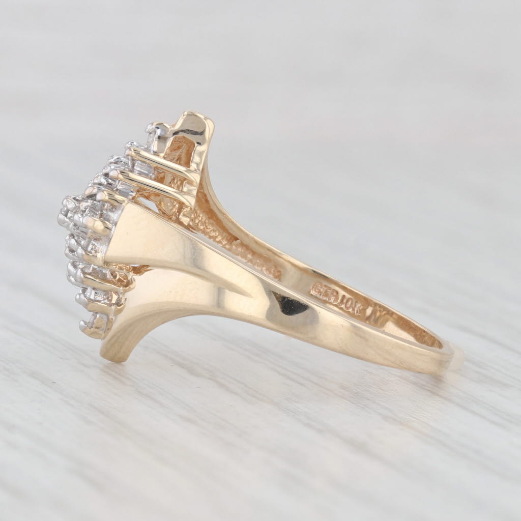 Light Gray 0.25ctw Diamond Cluster Bypass Ring 10k Yellow Gold Size 8.5