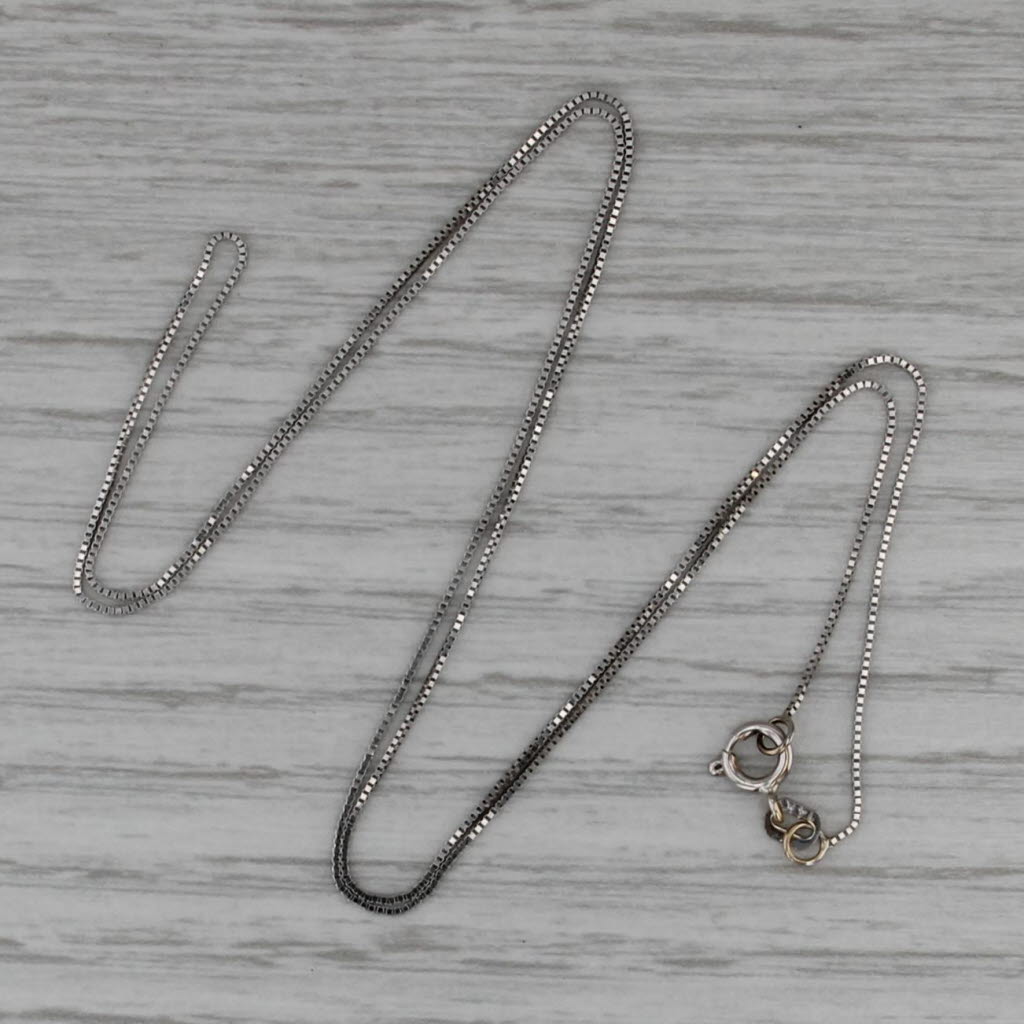 18.5" 0.5mm Box Chain Necklace 14k White Gold