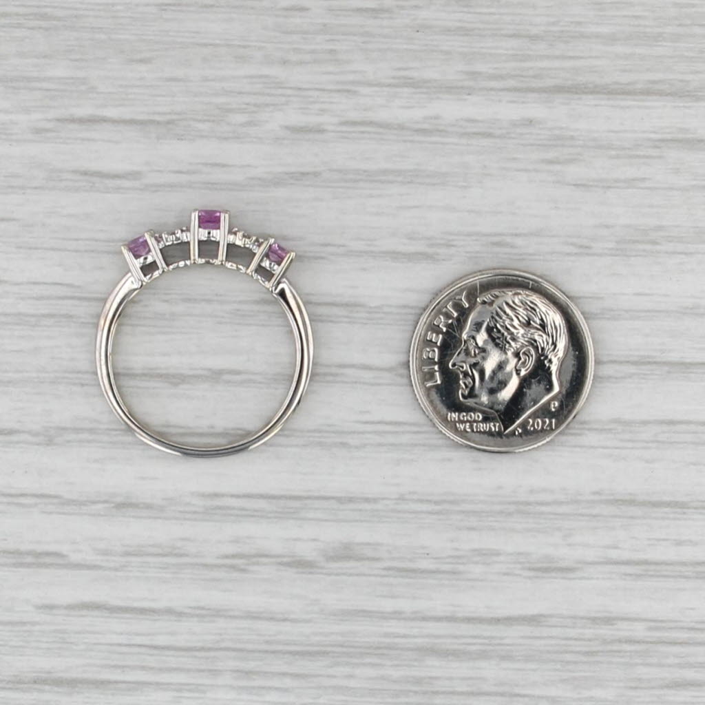 0.59ctw Pink Sapphire Diamond Ring 14k White Gold Size 7 Stackable