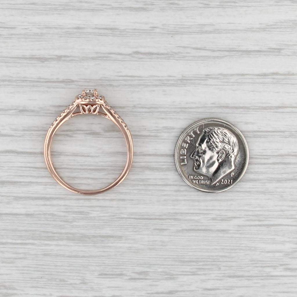 0.40ctw Round Diamond Halo Engagement Ring 10k Rose Gold Size 8.25