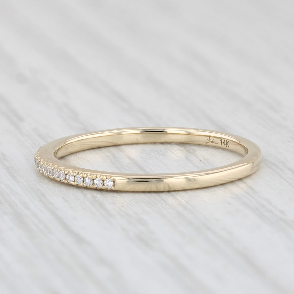 Light Gray Diamond Accented Wedding Band 14k Yellow Gold Size 7 Stackable Ring Shy