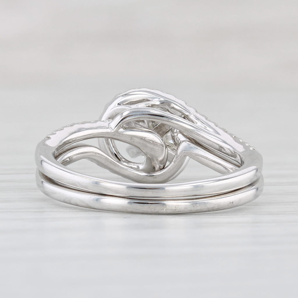 Light Gray 1.10ctw Round Diamond Engagement Ring Wedding Band Set 14k Gold Shane Co GIA