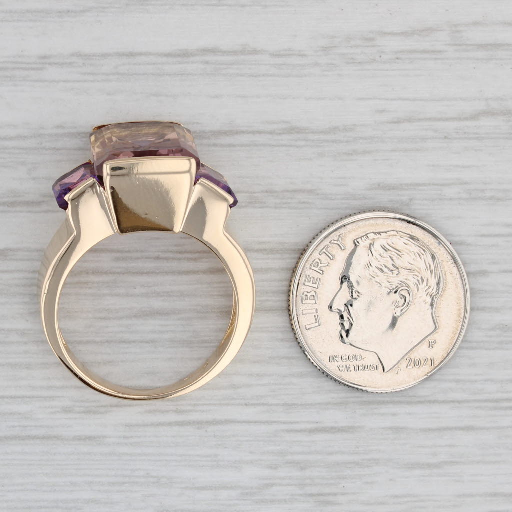 Gray 8.70ctw Orange Purple Ametrine Amethyst Ring 14k Yellow Gold Size 6.75