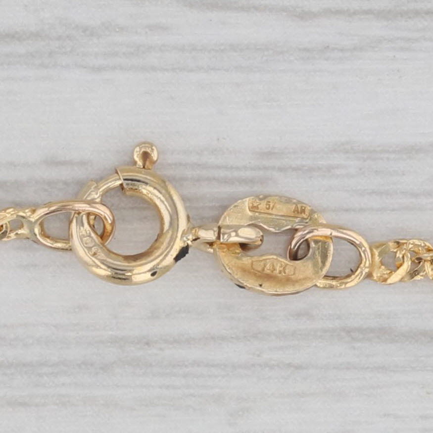 Gray Singapore Chain Necklace 14k Yellow Gold Long 20" 1.3mm