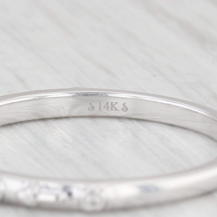 Light Gray New Diamond Stackable Ring 14k White Gold Size 6 Wedding Band