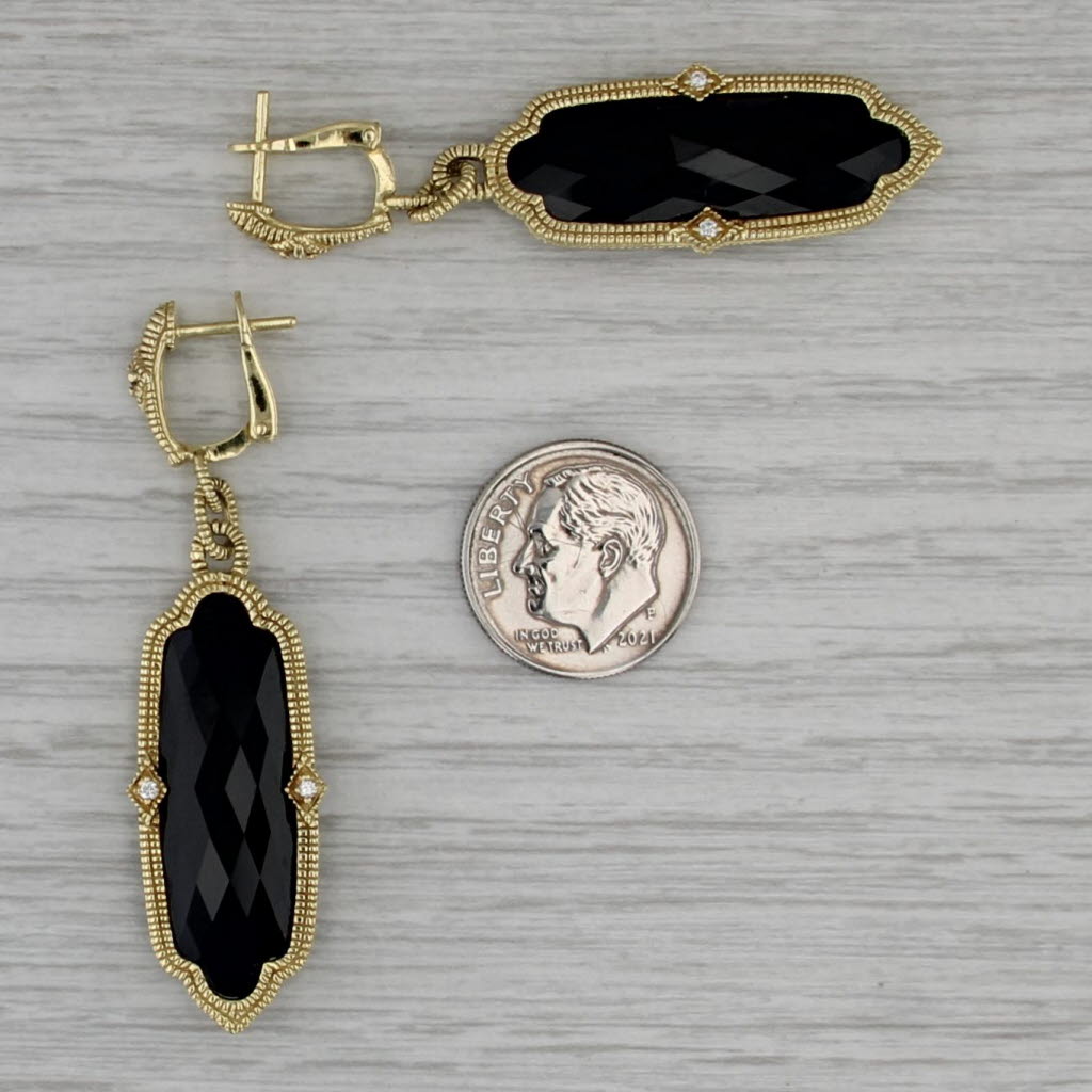 Judith Ripka Glass Dangle Earrings 18k Yellow Gold Statement Lever Backs