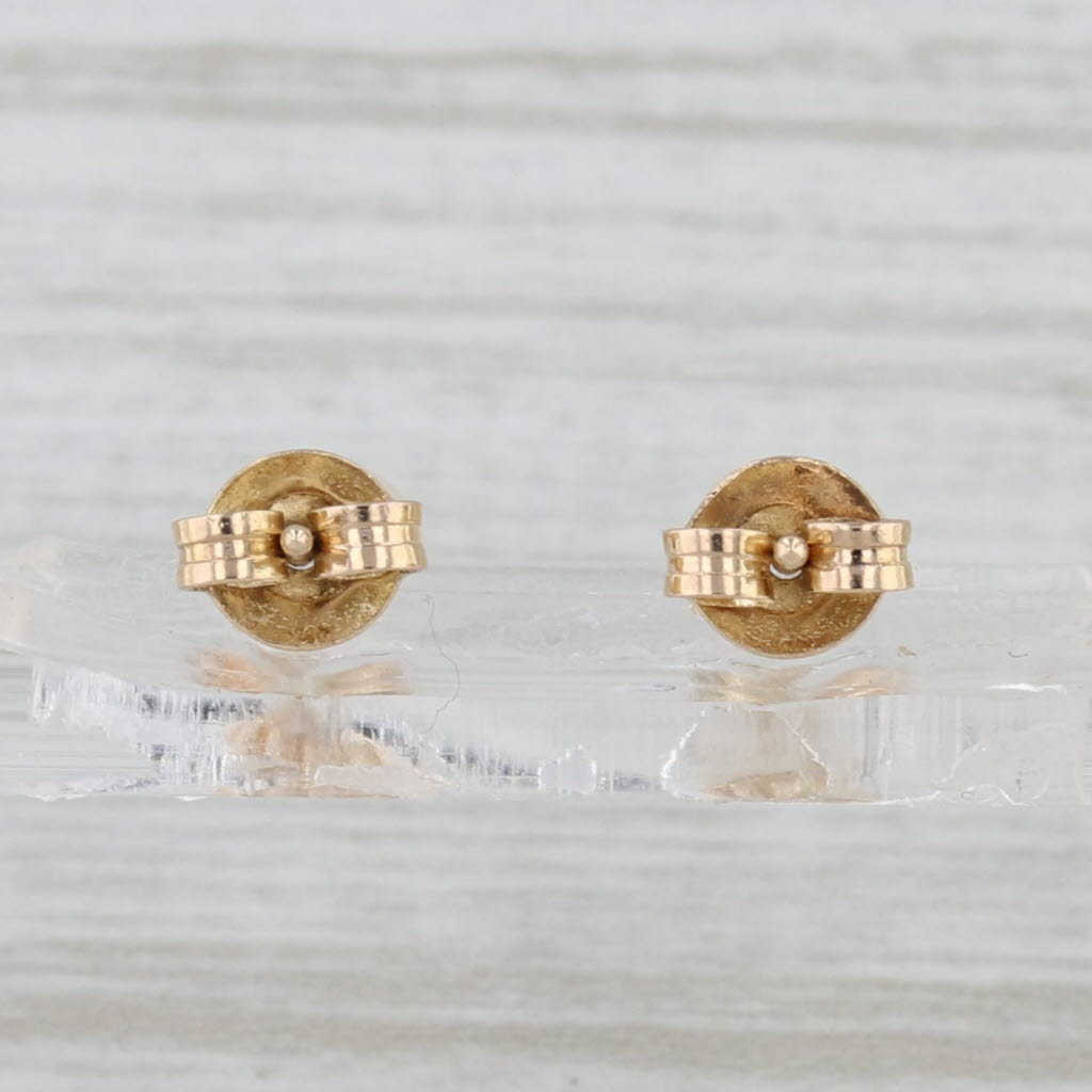 Cultured Pearl Stud Earrings 14k Yellow Gold 5.2mm Round Bead Solitaire Studs