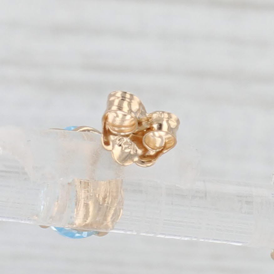 Light Gray 2ctw Oval Blue Topaz Solitaire Stud Earrings 14k Yellow Gold
