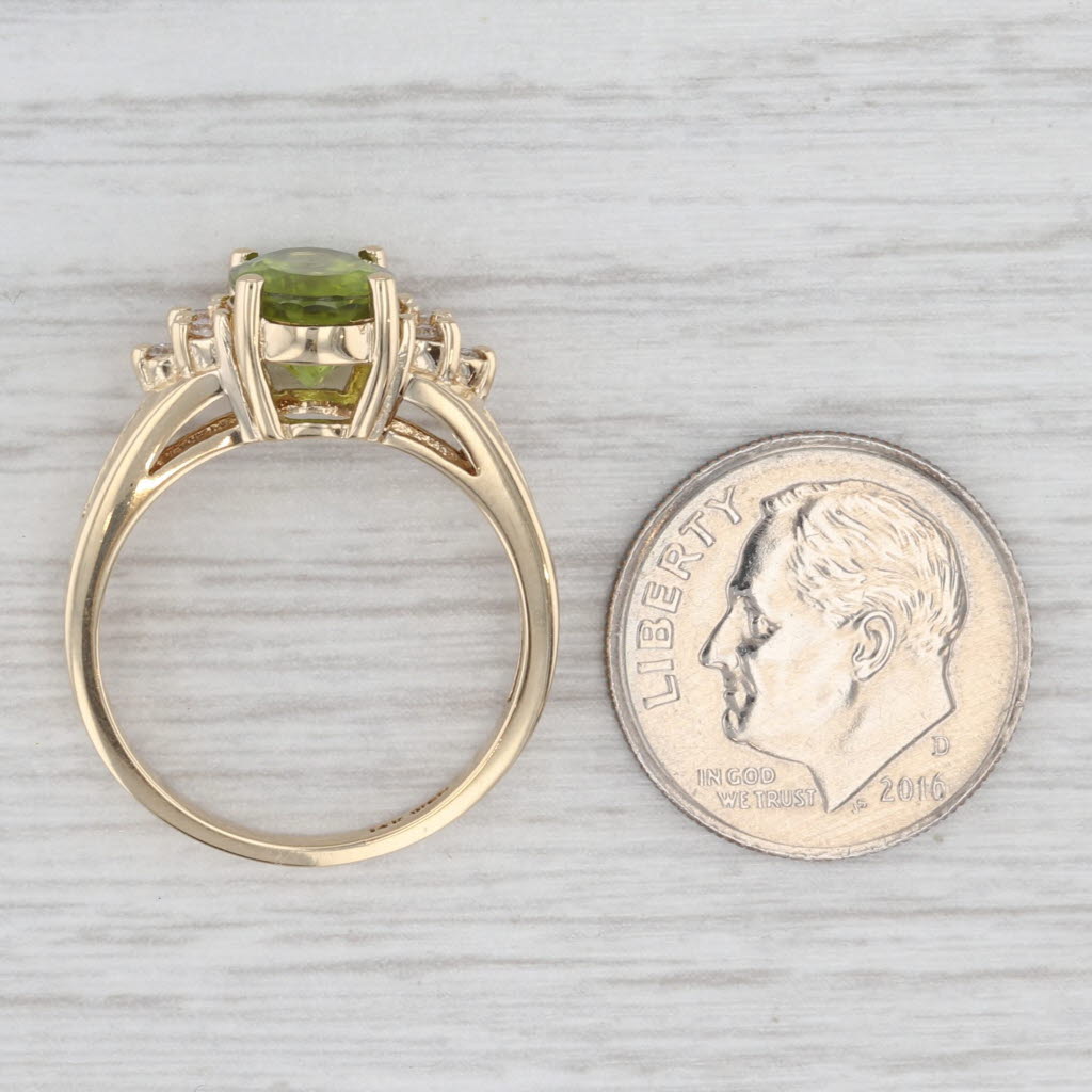 Light Gray 2.20ctw Oval Green Peridot Diamond Ring 14k Yellow Gold Size 7