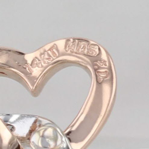 Diamond Interlocking Hearts Pendant 14k White Rose Gold Drop