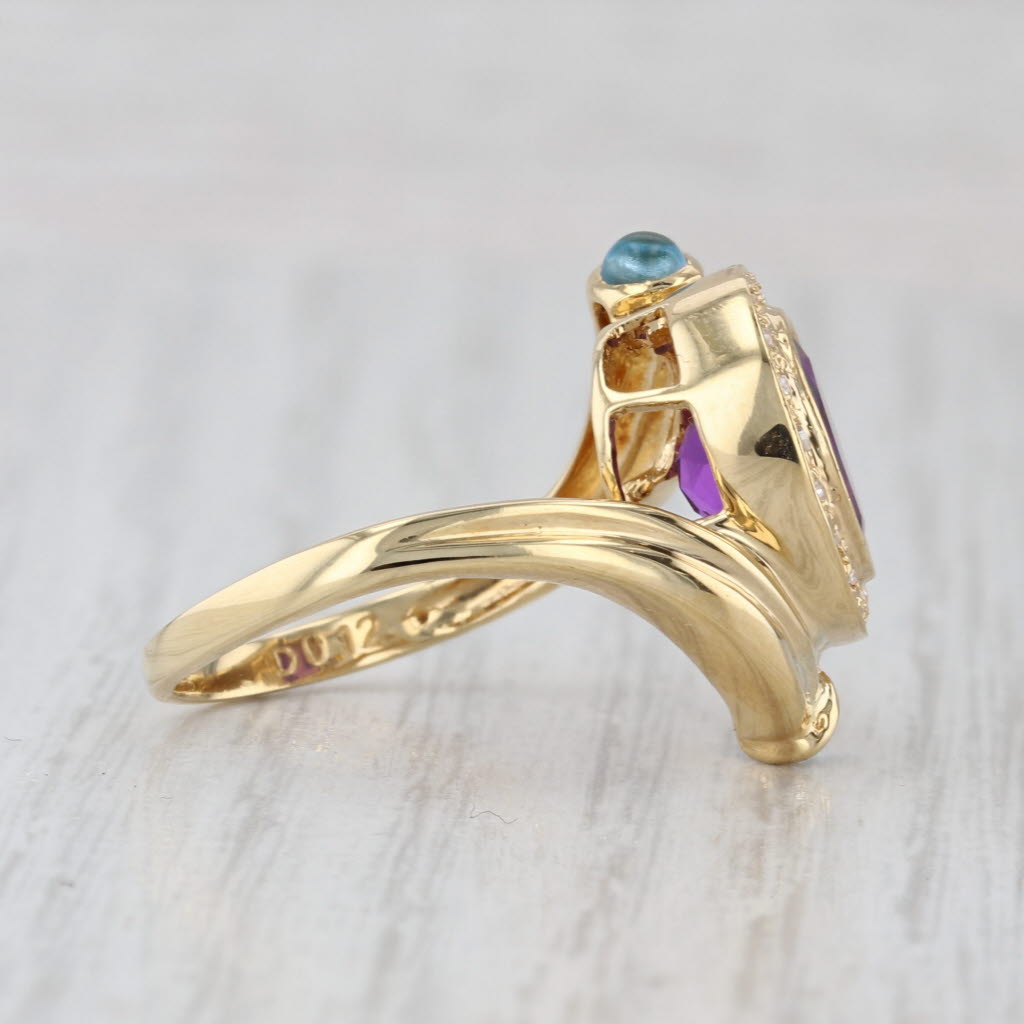 2.82ctw Amethyst Topaz Diamond Bypass Ring 18k Yellow Gold Size 8 Cocktail
