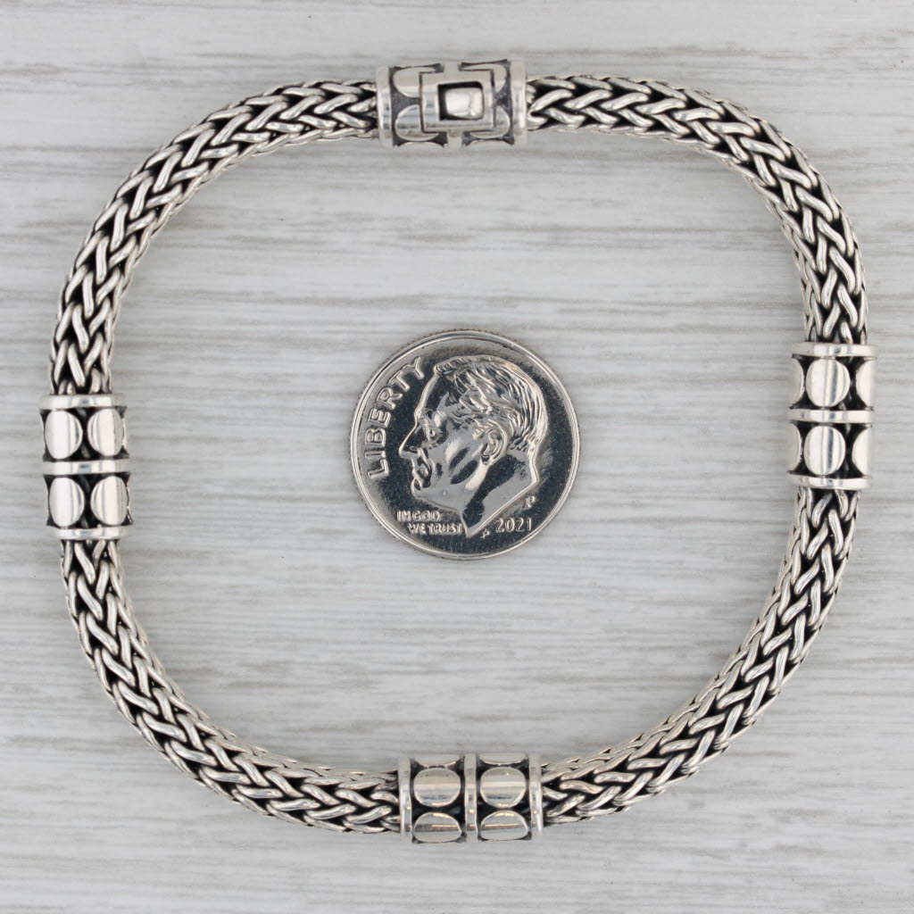 Gray John Hardy 4 Station Dot Bracelet Sterling Silver 7" Snap Clasp