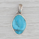 Turquoise Pendant Sterling Silver Oval Cabochon Solitaire Drop