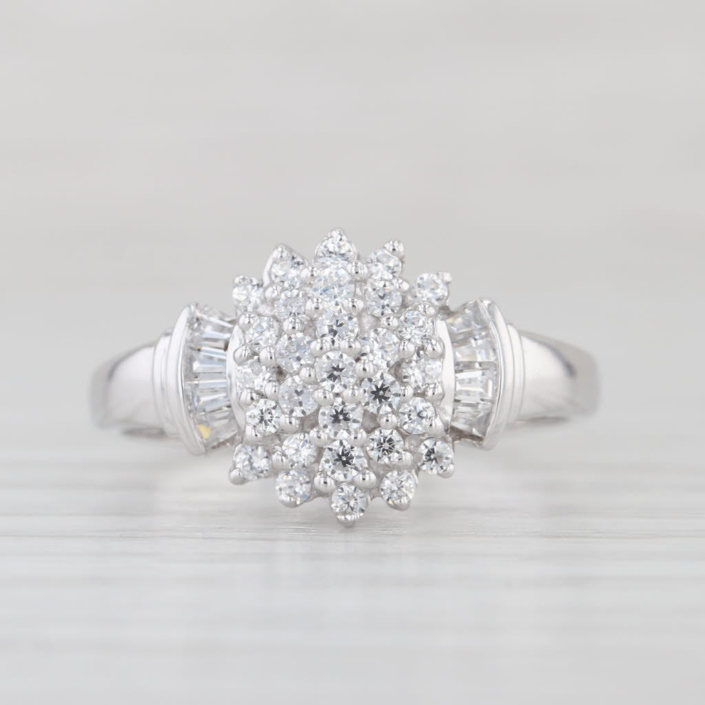 0.65ctw Cubic Zirconia Cluster Ring 14k White Gold Size 9.25 Engagement