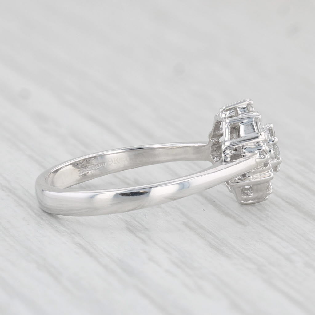Light Gray 0.25ctw Round Diamond Cluster Engagement Ring 9k White Gold Size 6.25