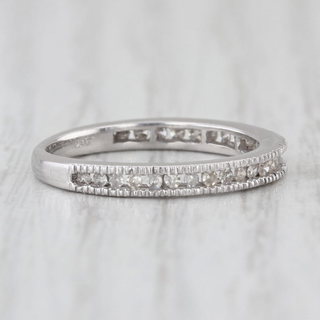 0.18ctw Channel Set Diamond Wedding Band 14k White Gold Size 5.75 Stackable Ring