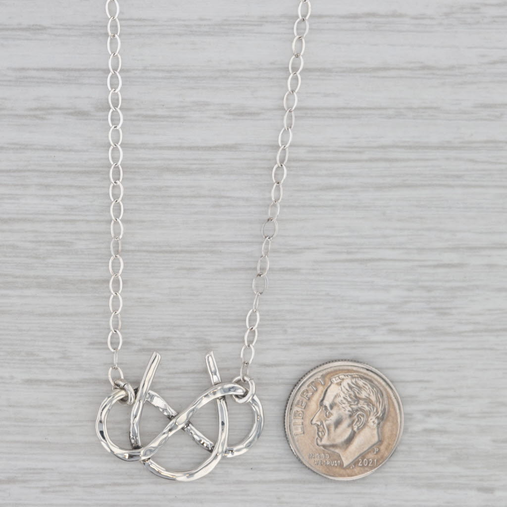 Gray Horseshoe Infinity Knot Pendant Necklace Sterling Silver 17" Cable Chain