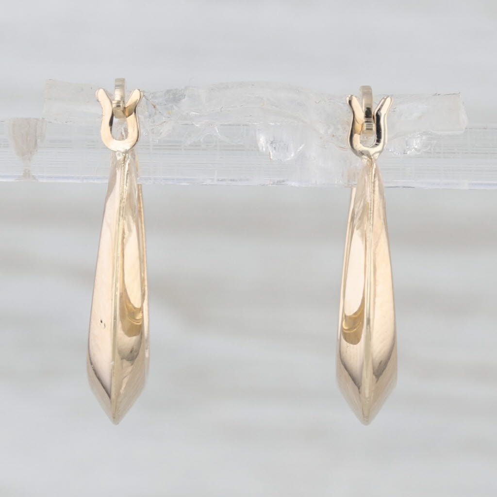 Beveled Hoop Earrings 14k Yellow Gold Snap Top Round Hoops 20.2 x 3.6 mm