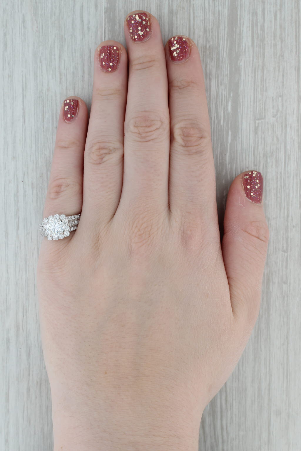 Dark Gray Neil Lane 3.14ctw Round Diamond Halo Engagement Ring 14k White Gold Size 6.5 GIA