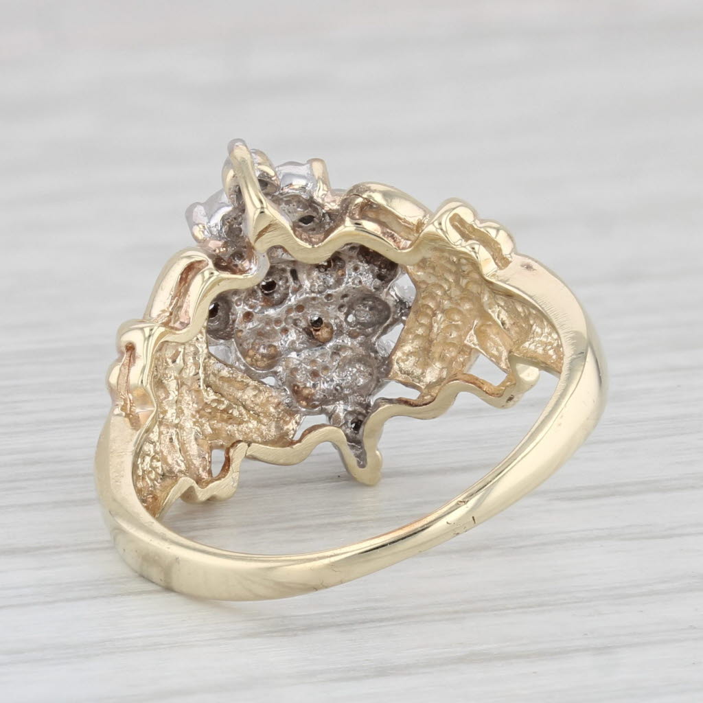 Light Gray Diamond Cluster Ring 10k Yellow Gold Size 6