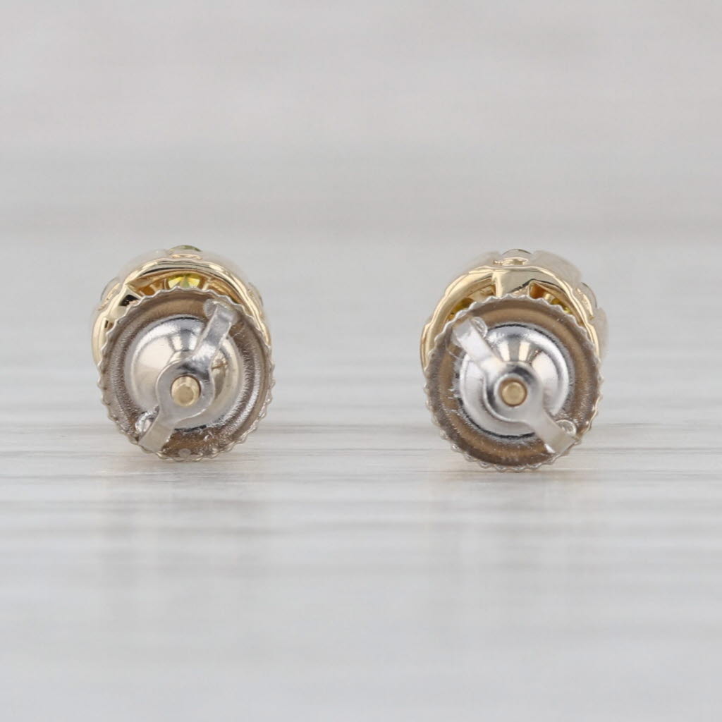 0.44ctw Yellow White Gold Diamond Flower Stud Earrings 14k Gold Studs