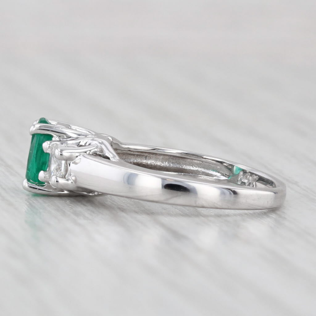 Light Gray 1.10ctw Oval Emerald Diamond Ring 14k White Gold Size 4.5