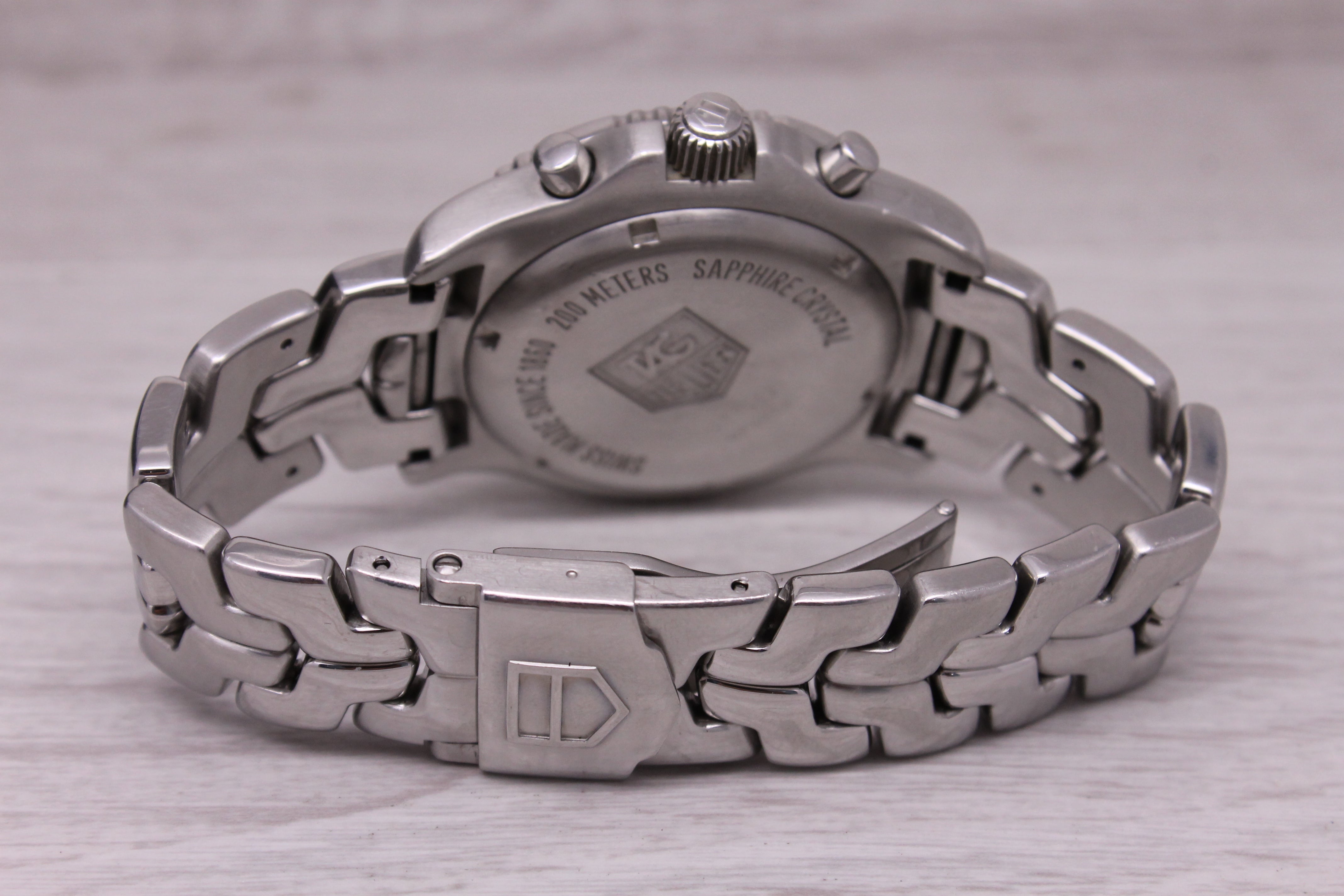 Dark Gray Tag Heuer CT1112 Mens 41mm Stainless Steel Quartz Chronograph Watch w Box