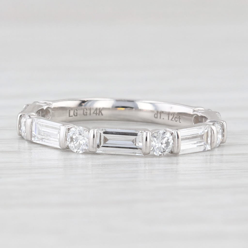 Light Gray New 1.12ctw Lab Grown Diamond Wedding Band 14k White Gold Stackable Ring Sz 6.5