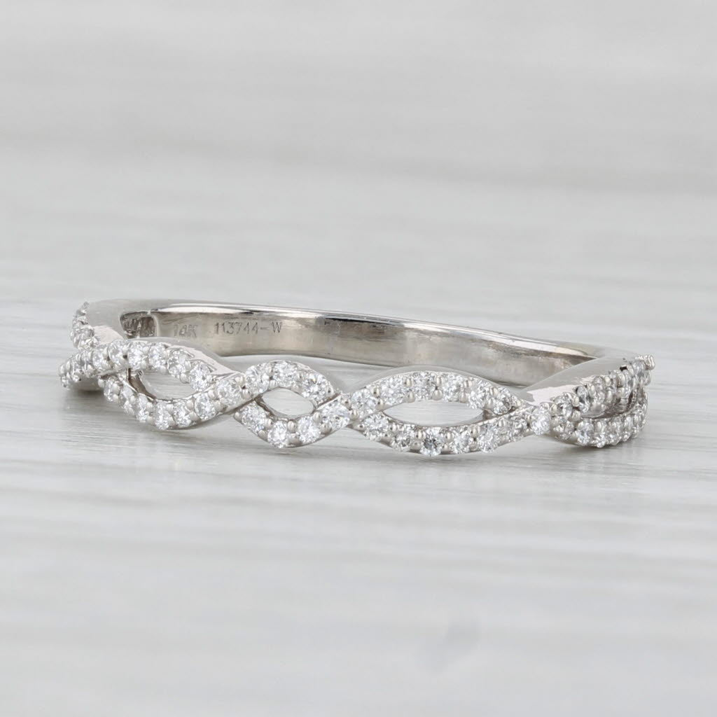 Light Gray 0.33ctw Woven Diamond Band 14k White Gold Stackable Wedding Ring Size 8.25