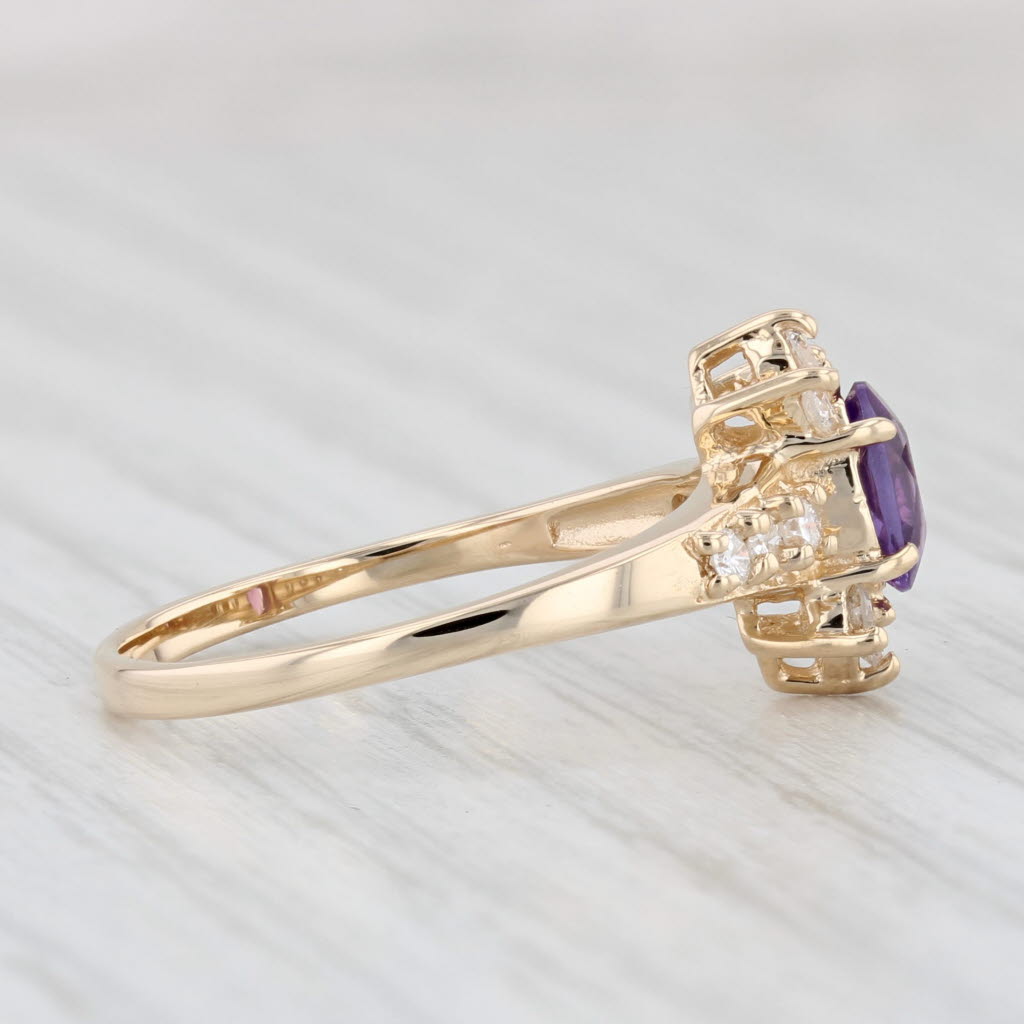 Light Gray 0.59ctw Amethyst Diamond Ring 14k Yellow Gold Size 6.5