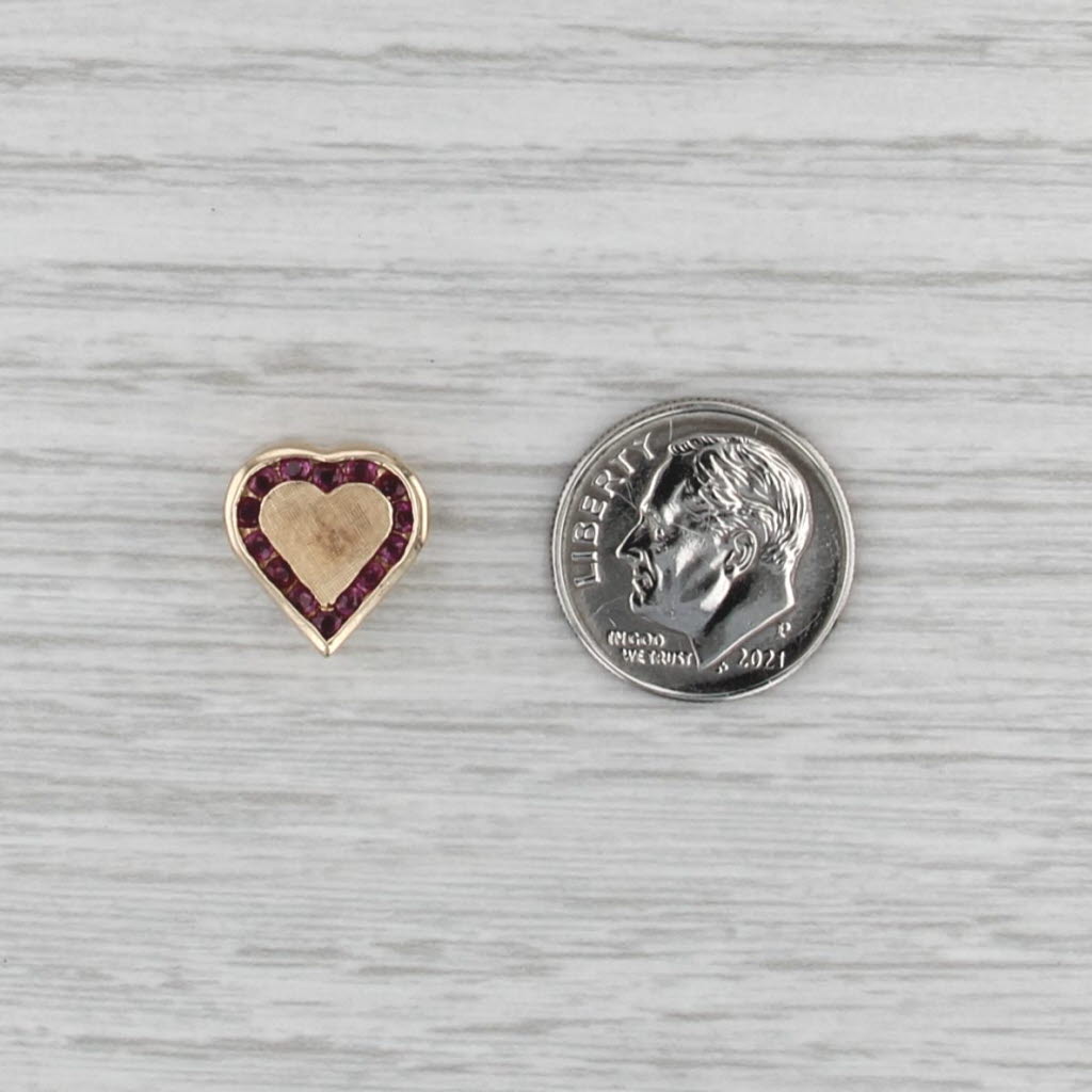 Vintage Ruby Spinel Heart Slide Bracelet Charm 14k Yellow Gold