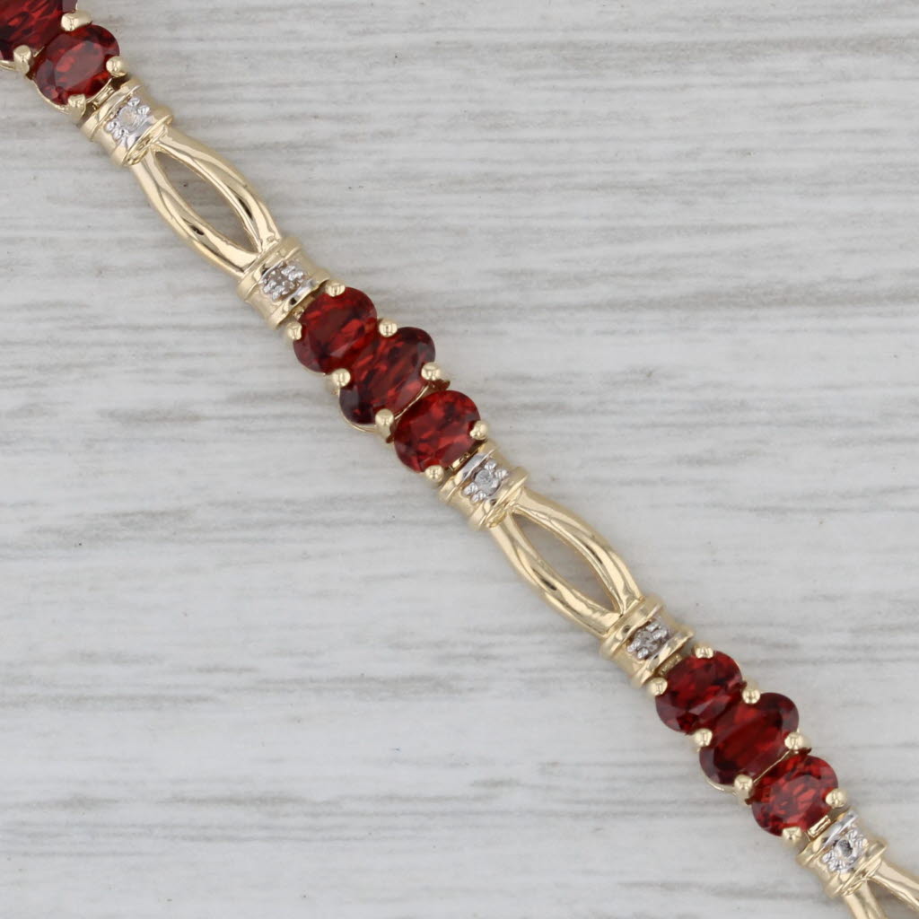 Gray 5.32ctw Garnet Diamond Bracelet 14k Yellow Gold 6.75" 5mm