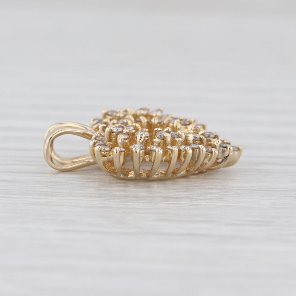 0.48ctw Diamond Cluster Open Heart Pendant 14k Yellow Gold