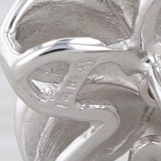 Diamond Plumeria Flower Stud Earrings 14k White Gold Floral Studs