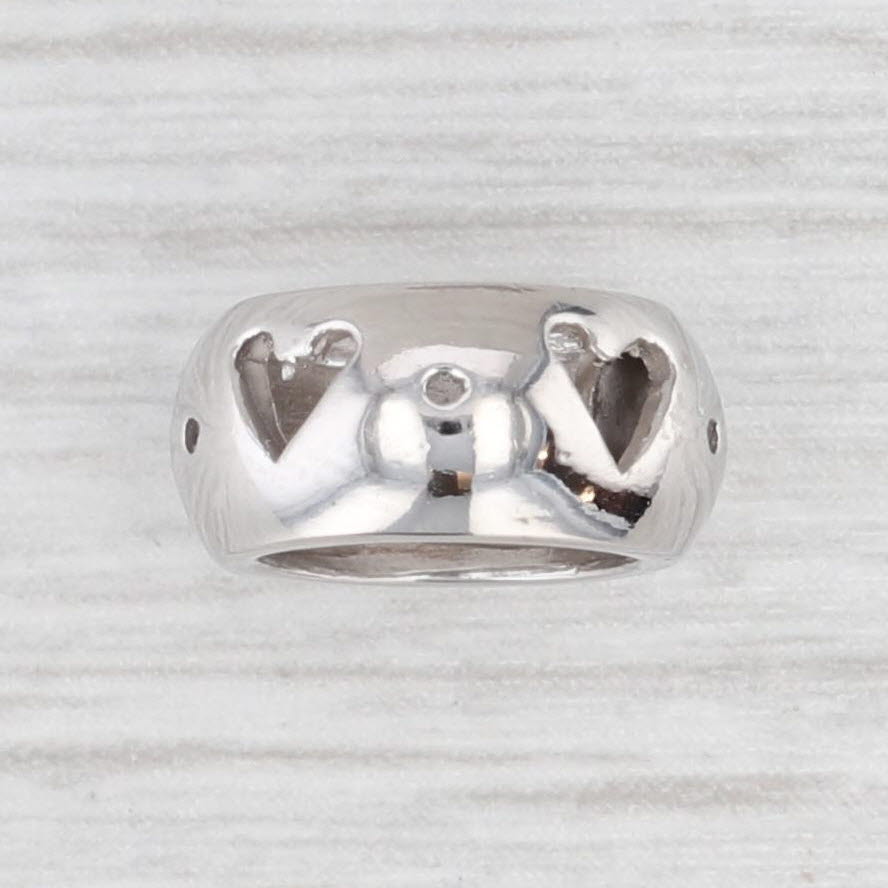 Light Gray New Heart Cutout Slide Bead Spacer Charm 14k White Gold