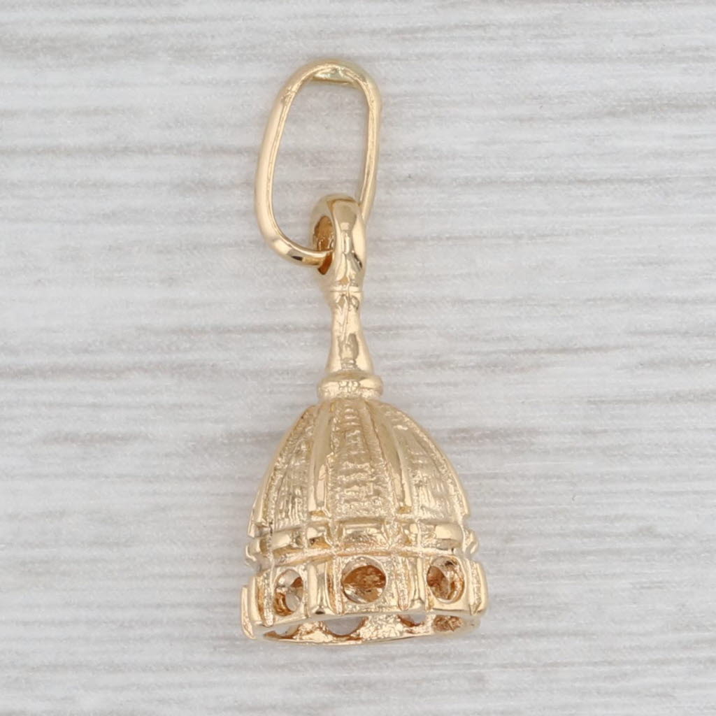 Light Gray Dome Souvenir Charm 18k Yellow Gold Pendant European