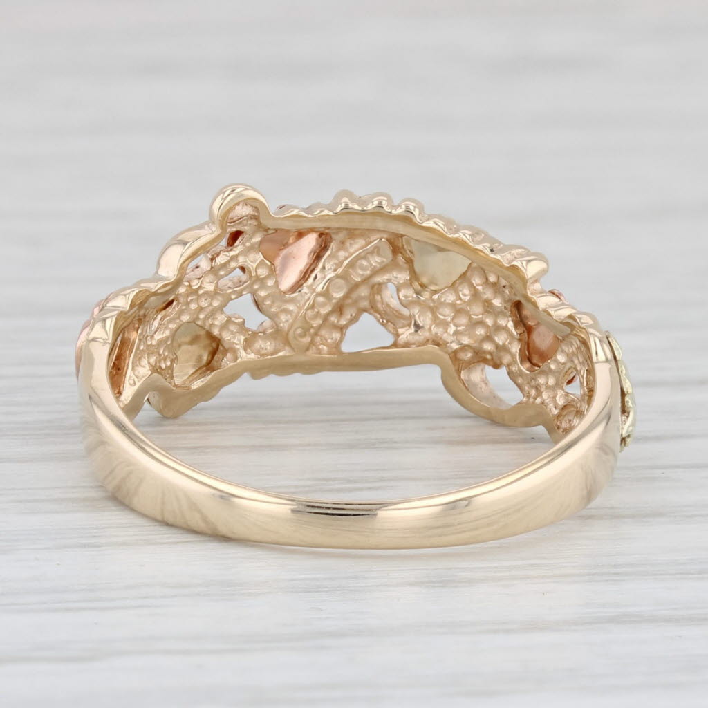 Light Gray Coleman Co Black Hills Gold Floral Leaf Ring 10k Rose Green Yellow Gold Sz 9.25