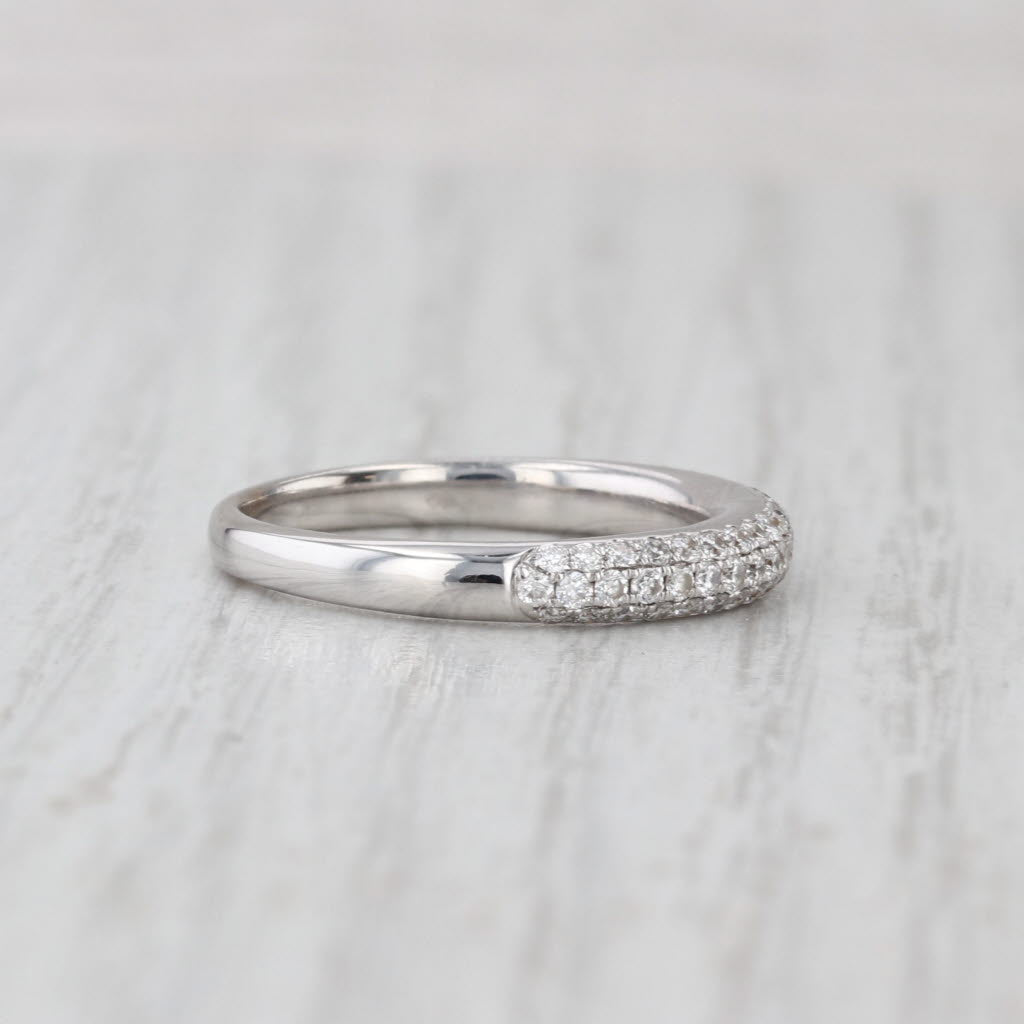 0.50ctw Pave Diamond Wedding Band 18k White Gold Size 6.5 Ring Stackable