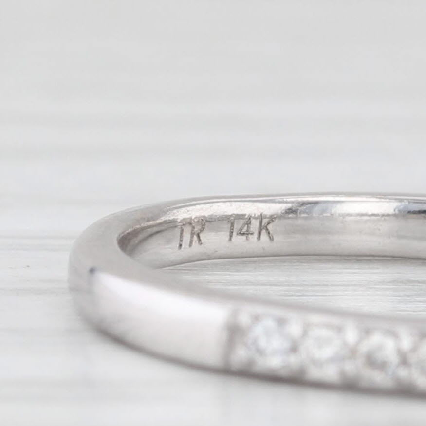 Light Gray 0.14ctw Diamond Wedding Band 14k White Gold Size 5.5 Stackable Ring