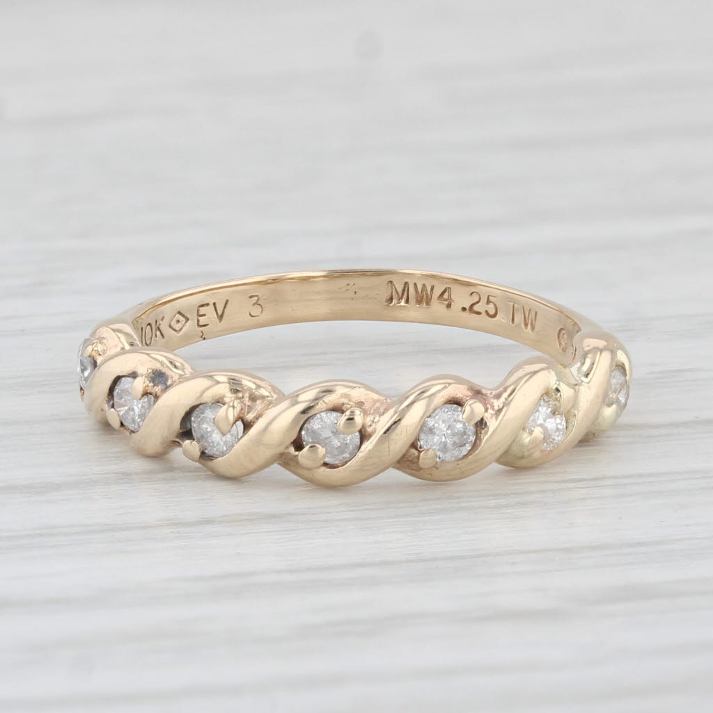 Light Gray 0.22ctw Diamond Stackable Ring 10k Yellow Gold Size 5.5 Wedding Band