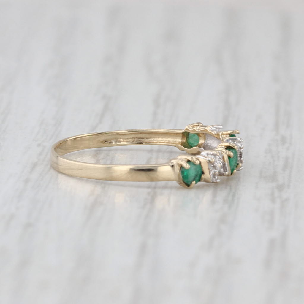 0.26ctw Emerald Diamond Ring 10k Yellow Gold Size 7 Stackable Bridal