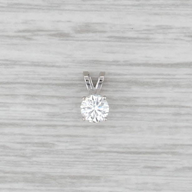 New 0.41ct Diamond Solitaire Pendant 14k White Gold 4 Prong Small Round Drop